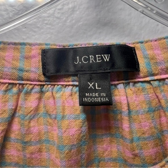 J. Crew Field Check Plaid Puff Sleeve Flannel Top - XL - Picture 9 of 12